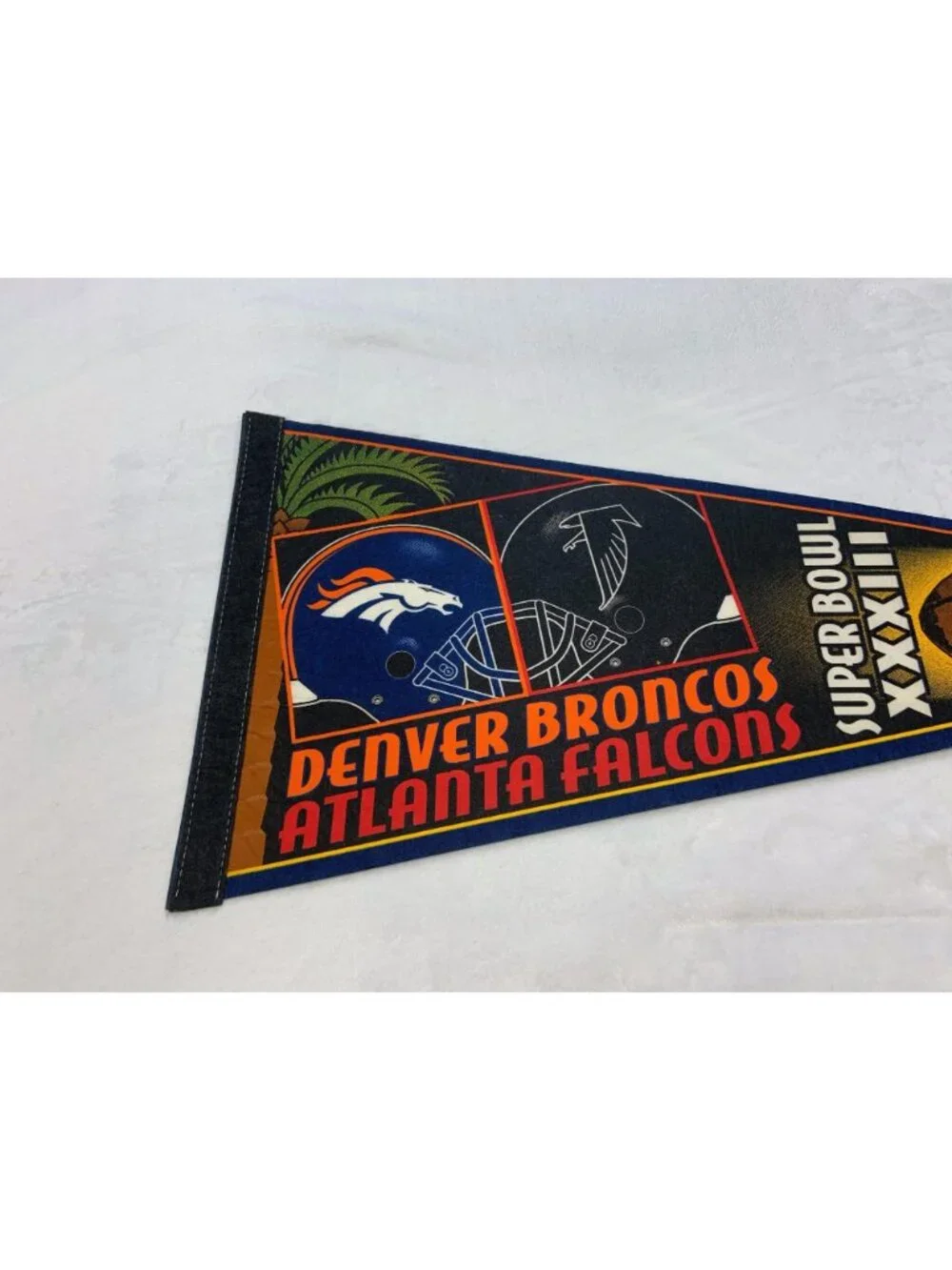 Vintage Atlanta Falcons vs Denver Broncos super bowl XXXIII 1999 pennant